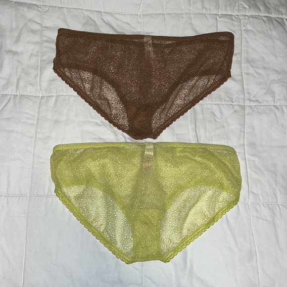 NWOT 2 Pack Xhilaration Lace Boy Cut Undies Size Small Brown & Neon Yellow - Picture 2 of 5